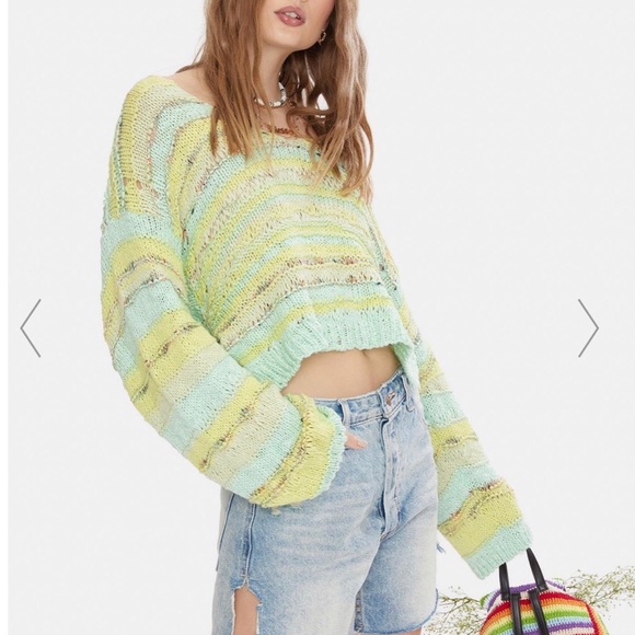 Free People Sugared Mint Lake Life V-Neck Pullover Size XS, New w/Tag - Picture 1 of 8